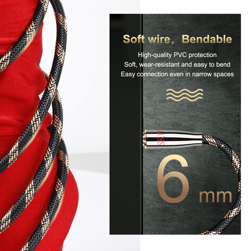 SKW Optical Digital Audio Toslink Cable Home Theater Fiber Optic Male to Male Gold Plated S/PDIF Cables - Copper Connectors, High-Reinforced Transparent Polymer Core, Nylon Braided 4.9ft(1.5M) - Image 4